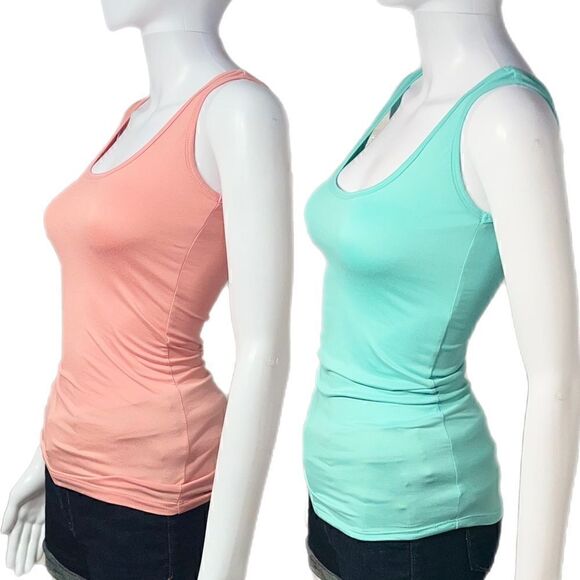 Rue21 Tops - Rue21 Fitted Tank Top Bundle- Coral Pink/Cool Mint (XS)